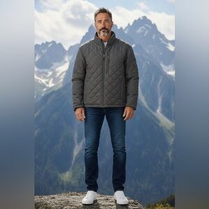 Hawke & Co Men's Charcoal Diamond Quilted Heritage Jacket NWOT Size L